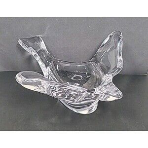 Vtg 1980's Princess House Lead Crystal Dove Bird Candy / Candle / Spoon Holder